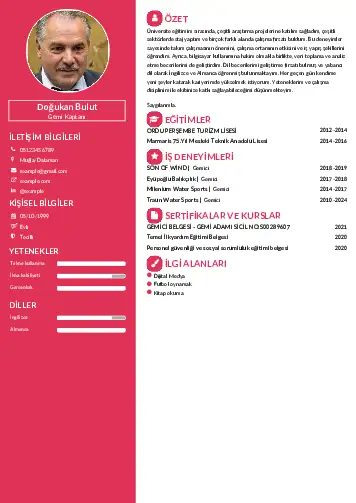 Gemi Kaptanı CV Örnekleri cv indir